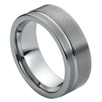 Tungsten Carbide cijev od cijevi brušeni završetak s poliranim sjajnim van središnjim brooskom prstenom za vjenčanje za muškarce i dame