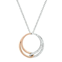 DazzlingRock kolekcija okrugla bijeli dijamantni krug privjesak za žene sa srebrnim lancem u srebru