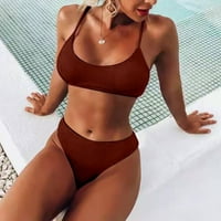 Ženska ljetna modna seksi čvrsta struka Split Split Halter Strap bikini kupaći kostim