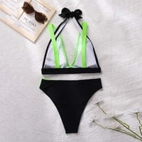 Kupaći kostim za žene tiskane boje Halter spajanje Bikini Split Pusti dva kupaće kostimi za plažu