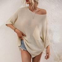 Ženski okrugli vrat Modni casual kratak pogledajte pletene pulover pulover m