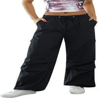 DanceeMangoos Ženska labava fit teretni pantalone, pantalone za crtanje u boji sa više džepova