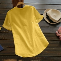 Ženska pamučna posteljina casual majica kratkih rukava s majicom za bluzu dolje s-2xl