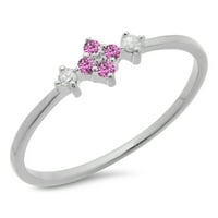 DazzlingRock kolekcija 10k Round Cut Pink Sapphire & White Diamond Bridal Angagement Remise Ring, Bijelo