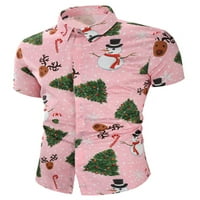 Grianlook Muns Xmas bluza s kratkim rukavima božićne košulje s tankim fit tucinskom majicom rever izrez