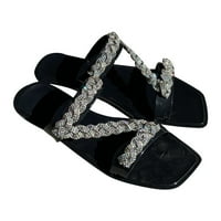 Ljetne sandale za žene ravne klizanje na sandalama Kristalno rimske cipele Otvorene prste casual sandale