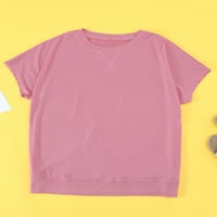 AleumDr Womens Ljetni osnovni tee ružičasti posadni vrat casual bluza za dame