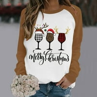 Ženska božićna grafička dukseža Ležerne prilike pulover sa okruglim vratom Lagana majica Lagane vrhove