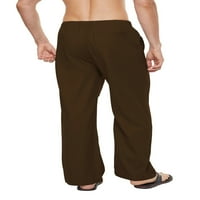 PDBOKEW muške posteljine pamučne joge hlače casual labave dukseve na plaži na plaži salon na plaži salon