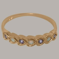 Britanci izrađeni čvrstih 9k ružičarski zlatni prsten sa prirodnim Opal i ametistom ženske vječne prstene - veličine opcija - veličine 9,75