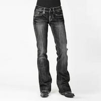 Frostluinai Jeans traper hlače za žene čišćenje Žene Mid Srednje traper traperice Veznje dugme Stretnje