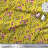 Soimoi Yellow Pamuk Cambric Listovi i primroza cvjetna ispis tkanina od dvorišta široko