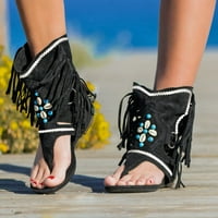 Ženske sandale dame etničke retro boemske tassele vanjske flip flops sandale za žene cipele Ženske ravne