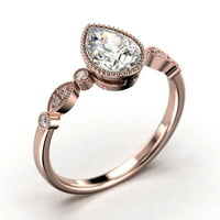 Dazzling Boho & Hippiepie 1. Karatni kruški rez dijamantski prsten za angažman, klasični vjenčani prsten u 10K čvrstog ruža zlata, rođendanski poklon, osvjetljenje, obdarni prsten