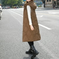 DTIDTPE kardigan za žene dugi zimski kaput sa kapuljačom toplim kaputima s džepovima prekrivenim prslukom