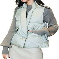 Ženska gumba bez rukava bez rukava dolje lisnato prsluk lagana kasutna zimska gilet jakna