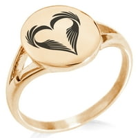 Pero od nehrđajućeg čelika srce minimalistički ovalni vrhunski polirani prsten izjave