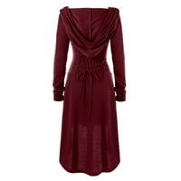 Funilice Womens Renesansne kostime kapuljač kapuljača čipka u gore vintage pulover visoke duge haljine