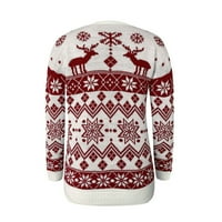 Fnohy Women Božićni jelen Ispis džemper Raglan plaćeni stiški pulover