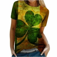 Patlollav ženski vrhovi Funny St. Patrick's Day Print Casual Lable Fit Whittle Majice Bluza Povrat i odjeća za carinjenje