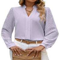 Ženska casual ravnica začepljena gornja dugih rukava mauve ljubičaste bluze s