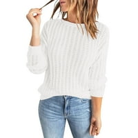 FVWitlyh Ženske prevelike džempene Ženske pletene duge rukave obrežene džemper