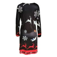 Ljetne haljine za žene Dame Okrugli vrat Božićni elementi Digitalno pozicioniranje tiskane haljine crvene boje
