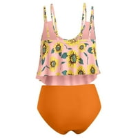 Asdoklhq plus Size kupaći kostim za žene, ženski visokog kontrasta za suncokret za suncokret Split bikini