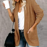 Žene plus veličine Žene Ležerne pahuljice džep dugih rukava plišani dugi pleteni kardigan džemper Brown