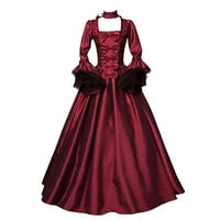 Gyouwnll haljine za žene kvadratni dekolte Vintage Retro gotička haljina s dugim rukavima dugačke haljine