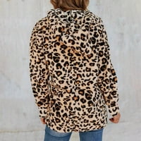 Ženski kardigan kaput - Modni Leopard Fau krzno nejasno toplo zimsko preveliko odjeće Dugi kaput Brown