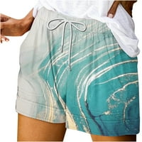 Lagane kratke hlače za žene, ženski ljetni modni print Dvostruki džep čipke Up kratke hlače kratke hlače