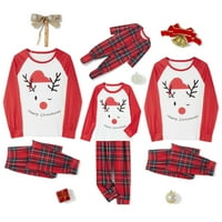 Božićne pidžame za obitelj, porodični podudaranje odjeće Xmas s dugim rukavima Slatka jelena slovo pisma