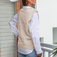 KPOPLK Prevelizirani prsluk za džemper za žene Osnovni okrugli vrat bez rukava visoki pulover pletene