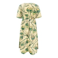 Ženske haljine Dužina gležnja Ležerni tiskani kratki rukav A-linijski okrugli dekolte, ljetna haljina