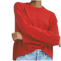 Ženski čišćenje zboja ženske modne pune dugih rukava dugih rukava O-izrez labavi pleteni džemper