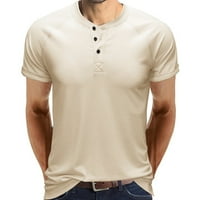 Mužjak casual solid color top majica okrugla vrata bluza od punog raglan rukavskog dugmeta za bluza