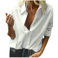 Ležerne majice za duge rukave za žene bluze ugodne čvrste boje posade za vrat Trendi majica labava uklapanja