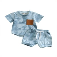 TODDLER Baby Boy Tie-Dye Summer Odjeća Majica kratkih rukava Tors Hotcres Podesite odjeću za reprodukciju