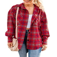 GENUISKIDS Flannel plaćene majice za žensko jaknu za jaknu niz gumb s dugim rukavima bluza s dugim rukavima
