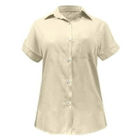 Ženski ljetni vrhovi obične boje lapl majica dolje majica kratkih rukava casual labavi fit majice