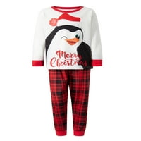 Porodica koja odgovara Božićne pidžame, crtani pingvin tisak dugih rukava + elastični pojas uzorke
