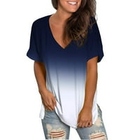 Gyouwnll T majice za žene Ženske košuljeHort SleevecaSualstiList Top mahune Navy Blue XL