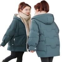 Beiwei Women Baggy dugi rukav puše kaput puna zip labava odjeća dame kapuljača zimska topla zadebljana