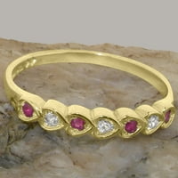 Britanci napravio 14k žuto zlato stvarni istinski dijamant i rubin ženski vječni prsten - Opcije veličine