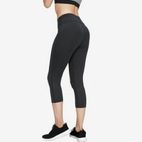 Podplug joga hlače žene, ženski visoki struk uske sportske elastične čvrste boje fitness joga obrezane