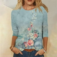 Yyeselk Elegantne bluze za žene Casual okruglih rukava za vrata Tunike The Trendy Lijep cvjetni print