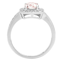 1.24ct okrugli rez ružičasti simulirani dijamant 18k bijeli zlatni godišnjički angažman halo prstena