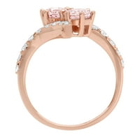 1.98ct okrugli rez ružičasti simulirani dijamant 18k 18K ruža Gold Gold Anniverment Ring Veličina 3,75