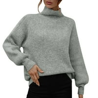 Ulazni džemper za žene za žene zimski dugi rukav ležerni pulover džemper pletenje sive s